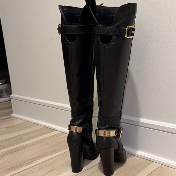 Black Knee-High Leather Boots - Picture 3 of 6